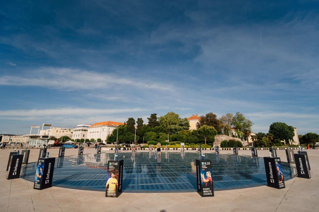 Sofascore Player of the Season trophies at the Greeting to the Sun at Zadar