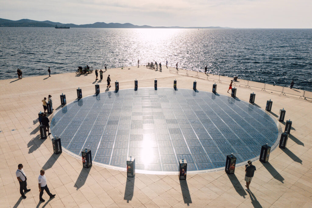 Sofascore Player of the Season trophies at the Greeting to the Sun at Zadar
