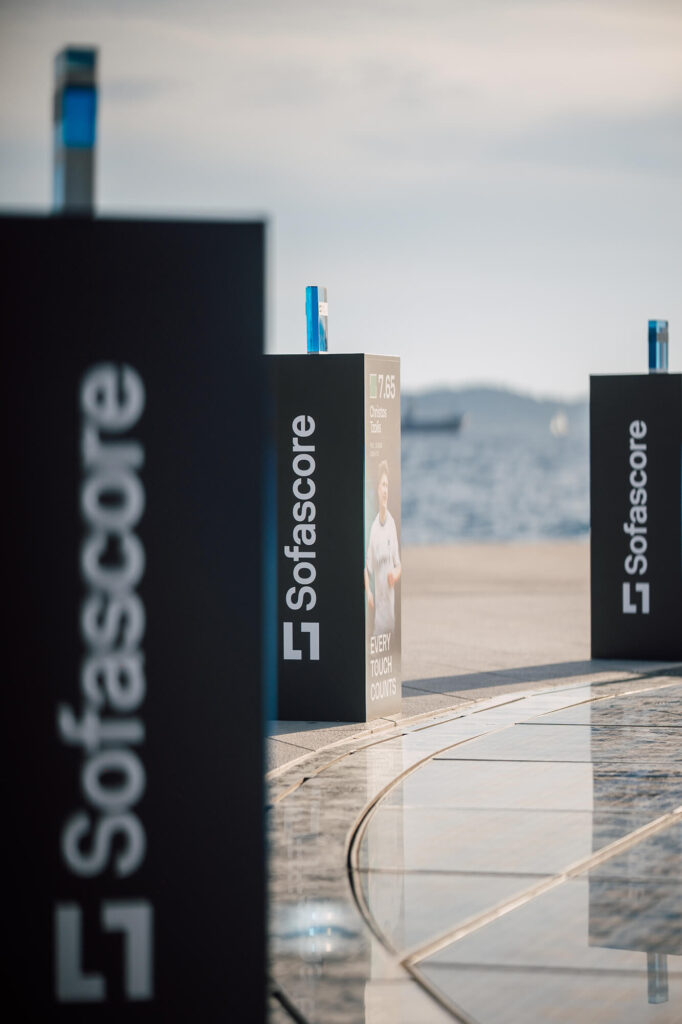 Sofascore Player of the Season trophies at the Greeting to the Sun at Zadar
