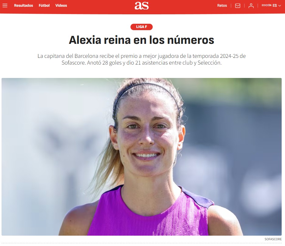 Alexia Putellas, Barcelona, screenshot AS