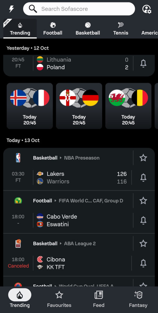 Sofascore’s New Home Screen